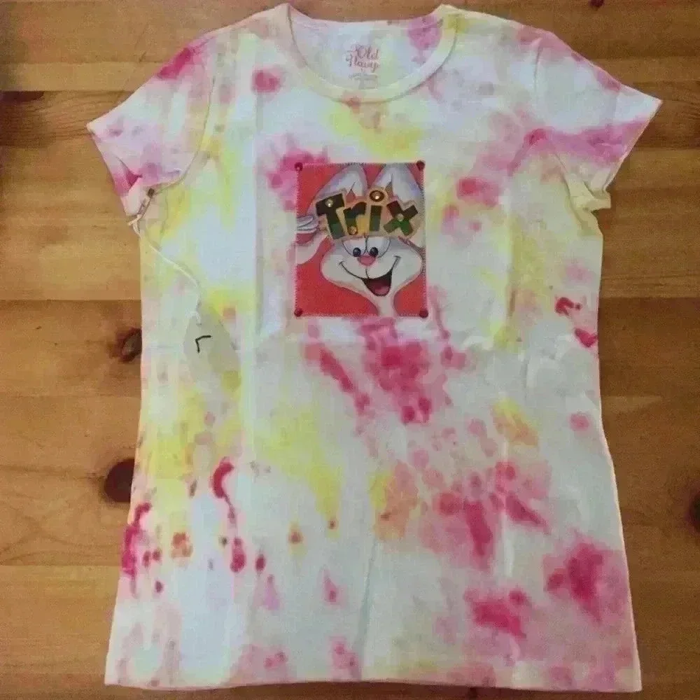 New! Old navy Tie dye Trix the Rabbit T-shirt girl L handmade